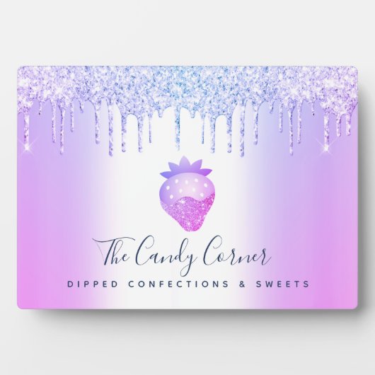 Lila Strawberry Glitzer Tropfen Koch Dessert Süßig Fotoplatte (Vorderseite)