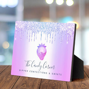 Lila Strawberry Glitzer Tropfen Koch Dessert Süßig Fotoplatte