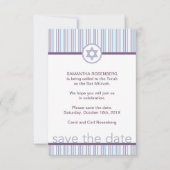Lila Streifen Bat Mitzvah Save the Date (Vorderseite)