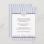 Lila Streifen Bat Mitzvah Save the Date (Vorne/Hinten)