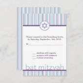 Lila Streifen Bat Mitzvah UAWG Repcard RSVP Karte (Vorne/Hinten)