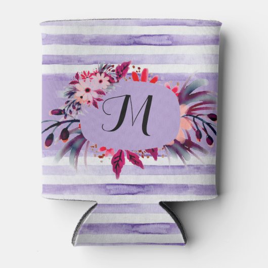 Lila Streifen, Blumenrahmen Dosenkühler (Vorderseite)