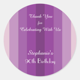 Lila Streifen Danke Sticker, personalisieren Runder Aufkleber