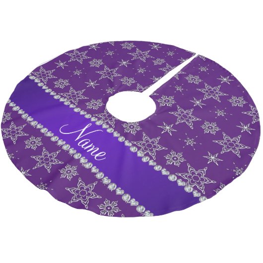 Lila Streifen der lila silbernen Schneeflocken des Polyester Weihnachtsbaumdecke (Schrägansicht)