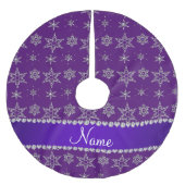 Lila Streifen der lila silbernen Schneeflocken des Polyester Weihnachtsbaumdecke (Vorderseite)