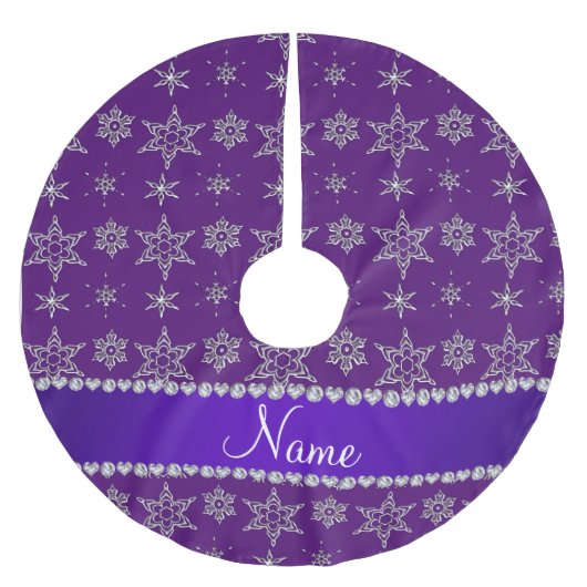 Lila Streifen der lila silbernen Schneeflocken des Polyester Weihnachtsbaumdecke (Vorderseite)