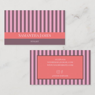 Lila Streifen Farbige Pink Orange Visitenkarte