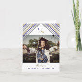 Lila Streifen Foto Moderner Abschluss Dankeskarte (Vorderseite)