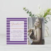 Lila Streifen Fügen Sie Ihren eigenen Foto-Abschlu Ankündigung (Stehend Vorderseite)