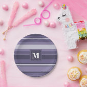 Lila Streifen für Monogramm-Härte Pappteller (Party)