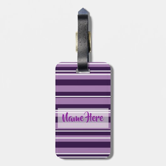 Lila Streifen Gepäckanhänger (Rückseite vertikal)