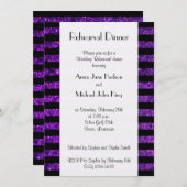 Lila Streifen, Glitzer Streifen, Probe Abendessen Einladung (Vorne/Hinten)