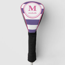 Lila Streifen | Golf | personalisiert NAME monogra Golf Headcover