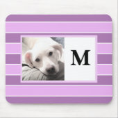 Lila Streifen Maßgeschneiderter Initial-Ein-Foto-N Mousepad (Vorne)