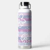 Lila Streifen mit Blume Trinkflasche (Rückseite)