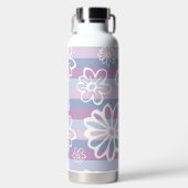 Lila Streifen mit Blume Trinkflasche (Vorderseite)