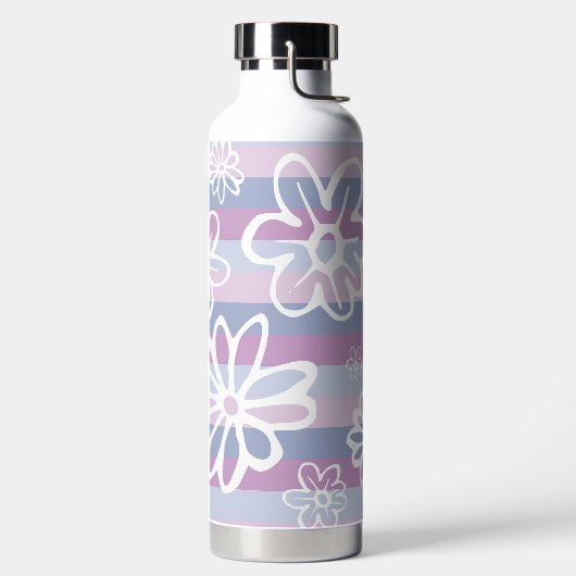 Lila Streifen mit Blume Trinkflasche (links)