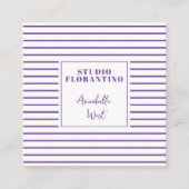 Lila Streifen mit QR-Code auf dem modernen Platz Quadratische Visitenkarte (Vorderseite)