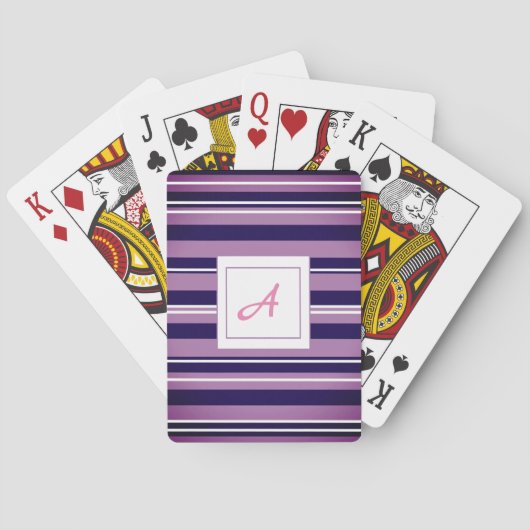 Lila Streifen Monogram Playing Cards Spielkarten (Rückseite)