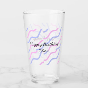 Lila Streifen Rosa Geburtstag Geburtstag hinzufüge Glas