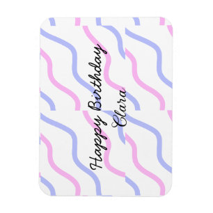 Lila Streifen Rosa Geburtstag Geburtstag hinzufüge Magnet