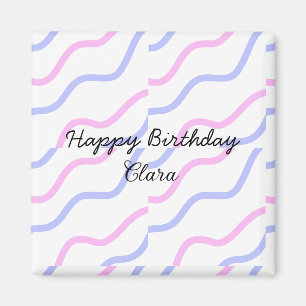 Lila Streifen Rosa Geburtstag Geburtstag hinzufüge Magnet