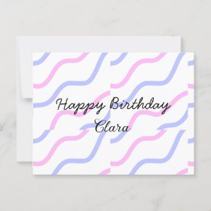 Lila Streifen Rosa Geburtstag Geburtstag hinzufüge Postkarte