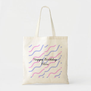 Lila Streifen Rosa Geburtstag Geburtstag hinzufüge Tragetasche