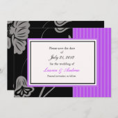 Lila Streifen Save the Date (Vorne/Hinten)