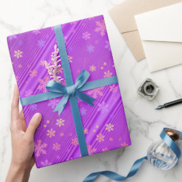 Lila Streifen Schneeflocken X'mas Wrapping Paper Geschenkpapier
