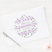 Lila Streifen Silver Confetti Babydusche Gefallen Runder Aufkleber (Umschlag)