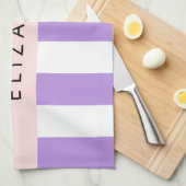Lila Streifen, Streifen, Linien, Ihr Name Geschirrtuch (Viertel Falte)