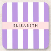 Lila Streifen, Streifen, Linien, Ihr Name Getränkeuntersetzer (Vorderseite)