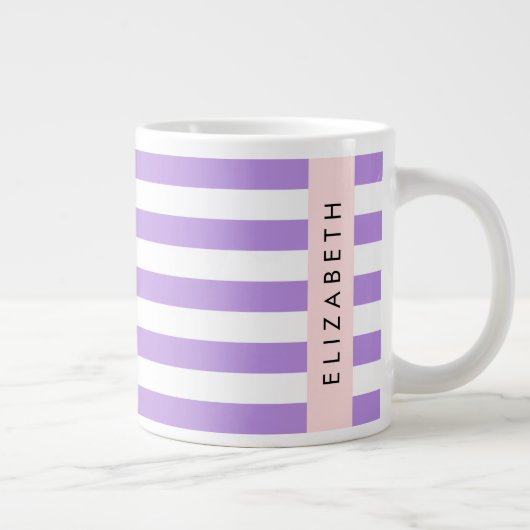 Lila Streifen, Streifen, Linien, Ihr Name Jumbo-Tasse (Rechts)