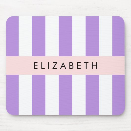 Lila Streifen, Streifen, Linien, Ihr Name Mousepad (Vorne)