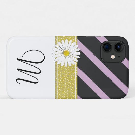 Lila Streifen, Streifenmuster, Linien, Monogramm Case-Mate iPhone Hülle (Rückseite (Horizontal))