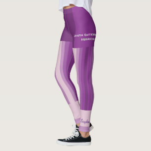 Lila Streifen-Team-/Verein-Leggings mit Fake Leggings