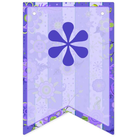 Lila Streifen u. Blumen-Schablonen-Frack Wimpelkette (Erste Fahne)