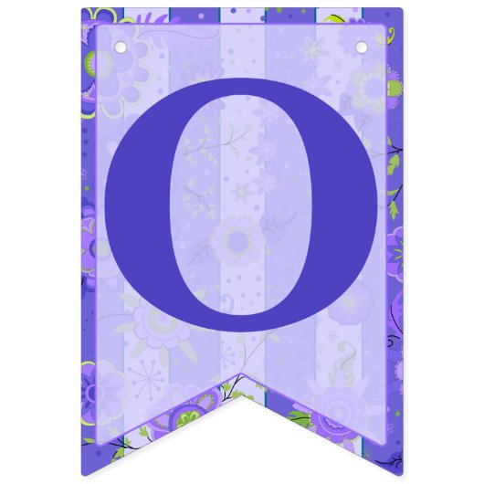 Lila Streifen u. Blumen-Schablonen-Frack Wimpelkette (Dritte Fahne)