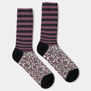 Lila Streifen und Blumenmuster, Secretly Wild Socken