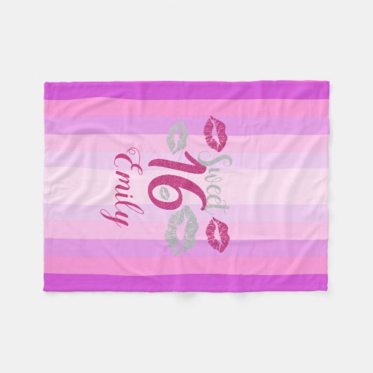 Lila Streifen und Lippen Fleecedecke (Vorderseite (Horizontal))