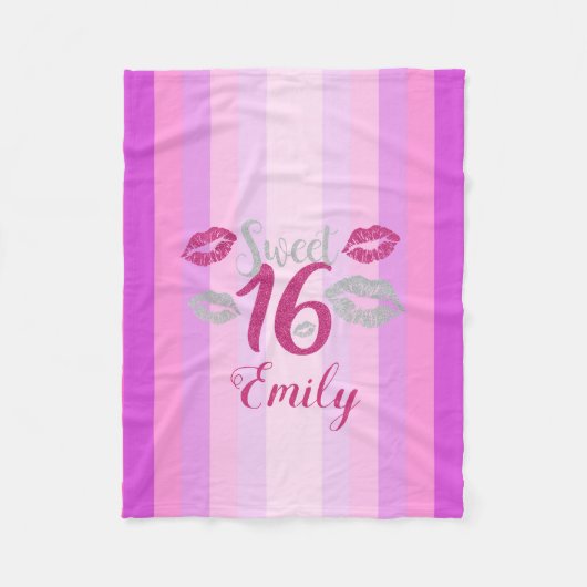 Lila Streifen und Lippen Fleecedecke (Vorderseite)