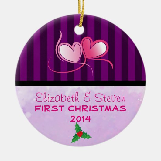 Lila Streifen und weiche Lavendel Keramikornament (Vorne)