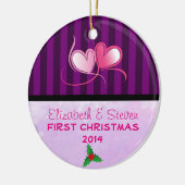 Lila Streifen und weiche Lavendel Keramikornament (Links)