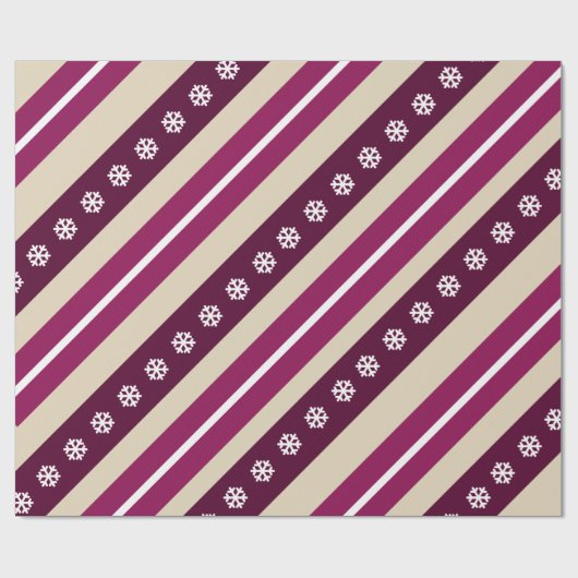 Lila Streifen und weiße Schneeflocken Geschenkpapier (Flach)