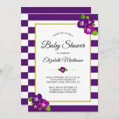 Lila Streifen Violet Stiefmütterchen Blumenkinderd Einladung (Vorne/Hinten)