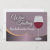 Lila Streifen Weinverkostung Junggeselinnen-Abschi Einladung (Rückseite)