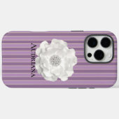 Lila Streifen Weiße Perlen Blume Case-Mate iPhone Hülle (Rückseite (Horizontal))