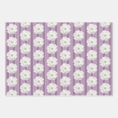 Lila Streifen Weiße Perlen Blume Geschenkpapier Set (Vorderseite)