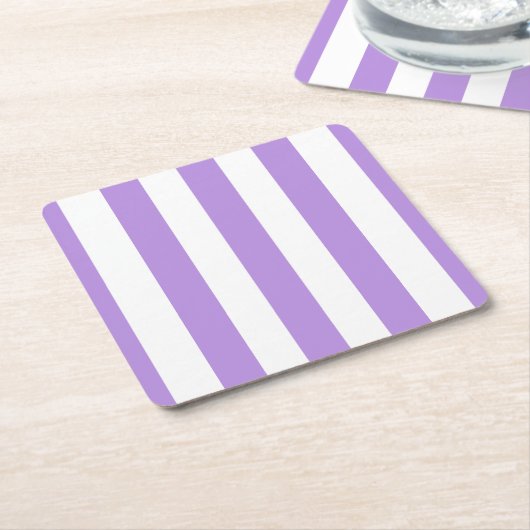 Lila Streifen, weiße Streifen, Streifenmuster Rechteckiger Pappuntersetzer (angewinkelt)